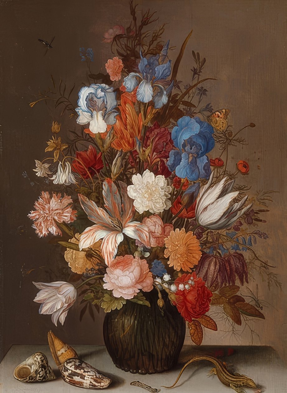 الأزهار لا تزال الحياة. حوالي 1625-30 بواسطة Balthasar van der Ast