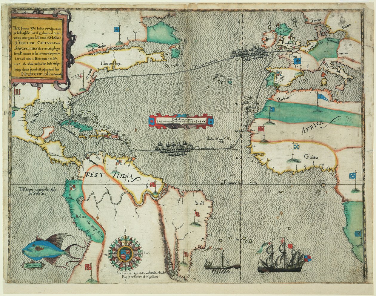 رحلة الهند الغربية الشهيرة التي قام بها أسطول إنجليزي مكون من 23 سفينة ومركباً بواسطة بابتيستا بوازيو