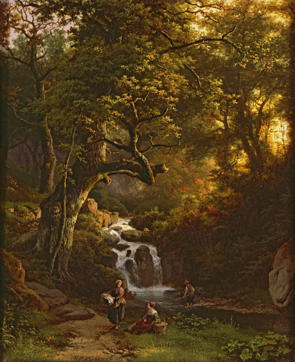 The Wooded Stream (fishing) ، القرن التاسع عشر بواسطة Barend Cornelis Koekkoek