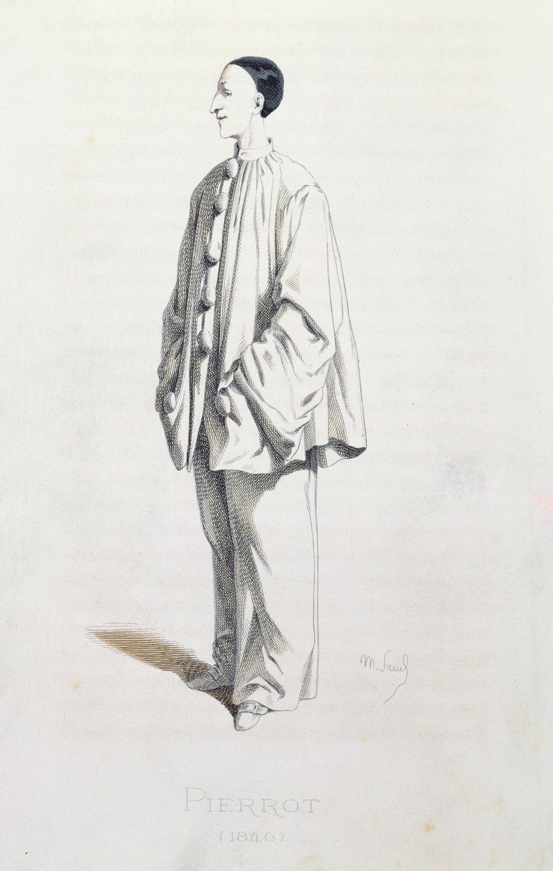 Pierrot ، من "Masques et Bouffons" للفنان ، نقشها A.Manceau ، 1860 بواسطة موريس ساند