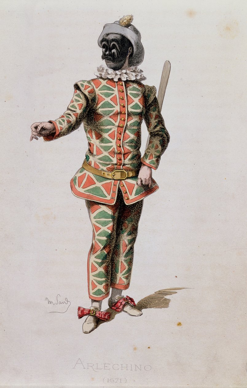 Harlequin ، من "Masques et Bouffons" للفنان ، نقشها A.Manceau ، 1860 بواسطة موريس ساند