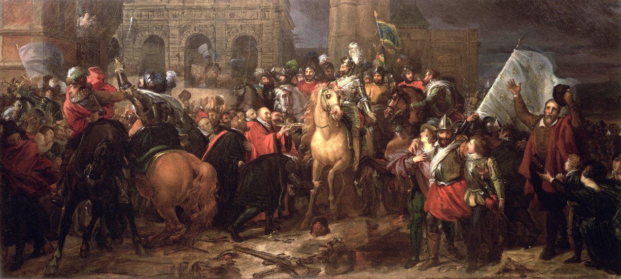 دخول هنري الرابع إلى باريس ، 22 مارس 1594 (رسمت في عام 1817) بواسطة البارون فرانسوا باسكال سيمون جيرار