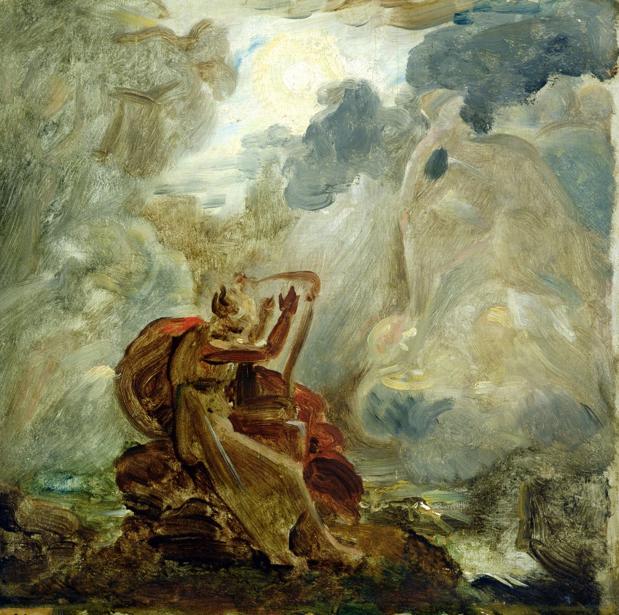 Ossian يستحضر الأرواح مع القيثارة على ضفاف نهر لورا ، c.1811 (انظر 146776) بواسطة البارون فرانسوا باسكال سيمون جيرار