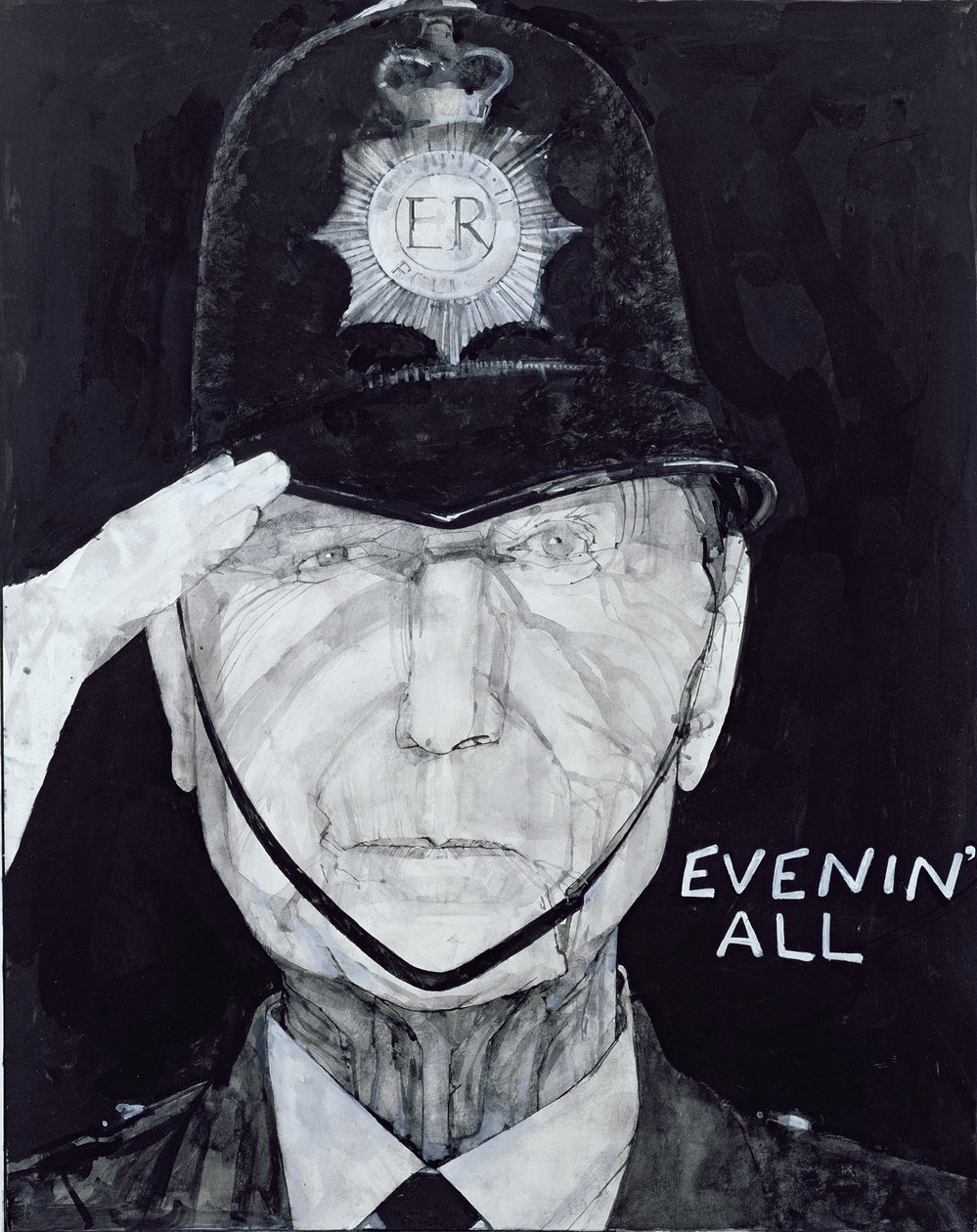 صورة لجاك وارنر مثل Dixon of Dock Green ، توضيح للمستمع ، السبعينيات (الغواش على متن الطائرة) بواسطة باري فانتوني