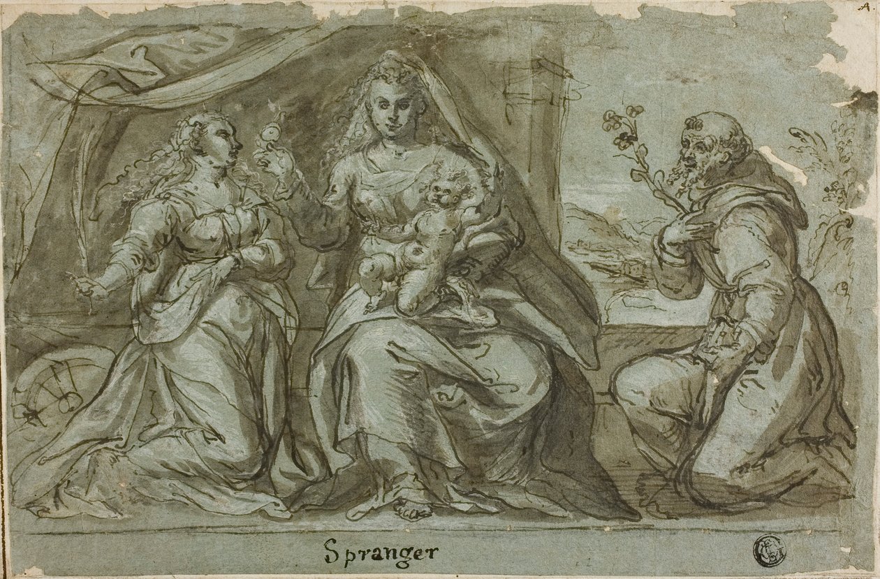 مادونا والطفل مع القديسين كاترين ودومينيك بواسطة Bartholomaeus Spranger
