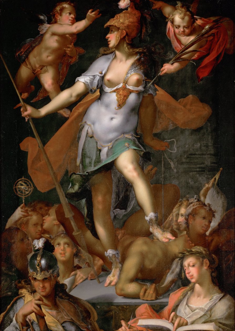 منيرفا منتصرا على الجهل ، حوالي 1591 بواسطة Bartholomaeus Spranger