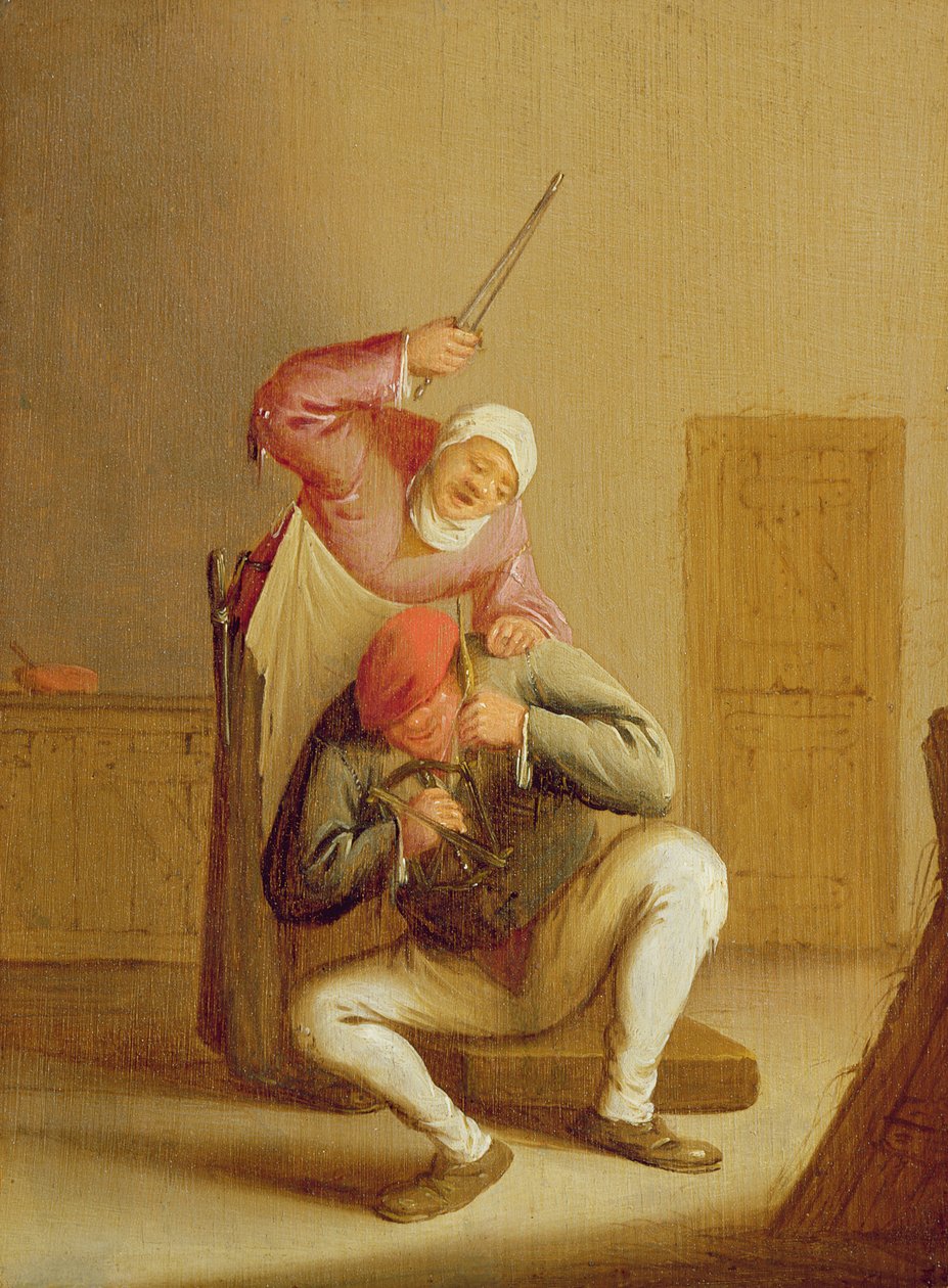 زوجة تضرب زوجها بواسطة Bartholomeus Molenaer