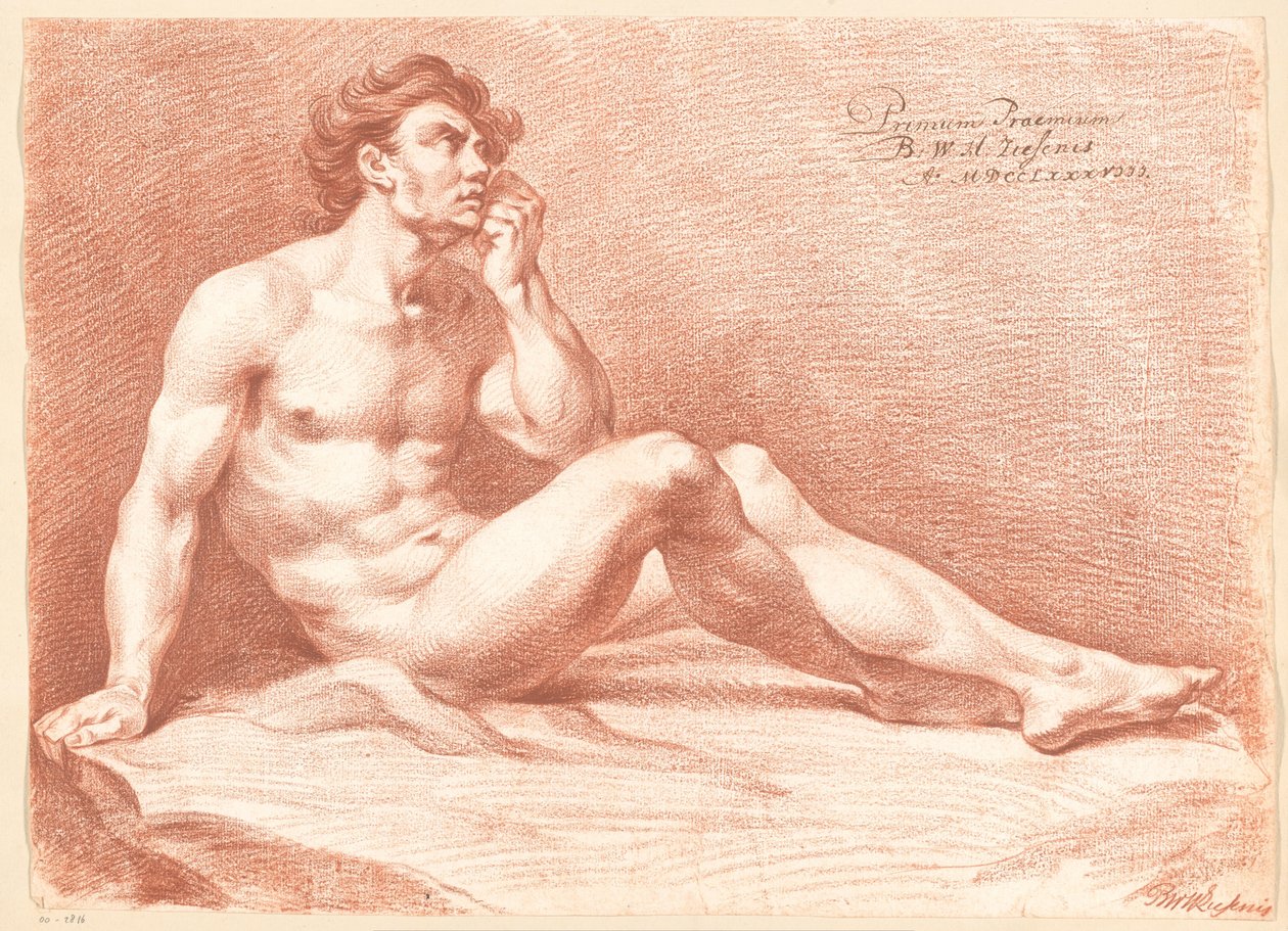 رجل جالس عاريًا ، يُرى من الجانب (الجائزة الأولى 1788) بواسطة بارثولوميوس زيسينيس
