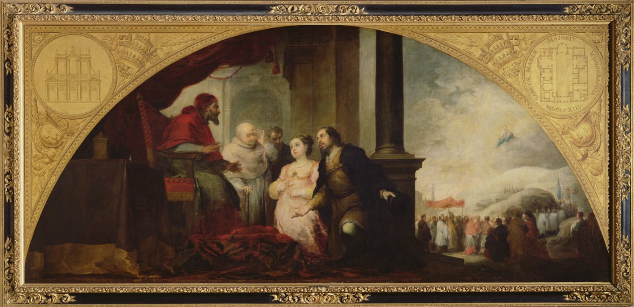 قصة مؤسسة سانتا ماريا ماجيوري في روما: The Patrician يكشف حلمه للبابا ، c.1662-65 بواسطة بارتولومي إستيبان موريللو
