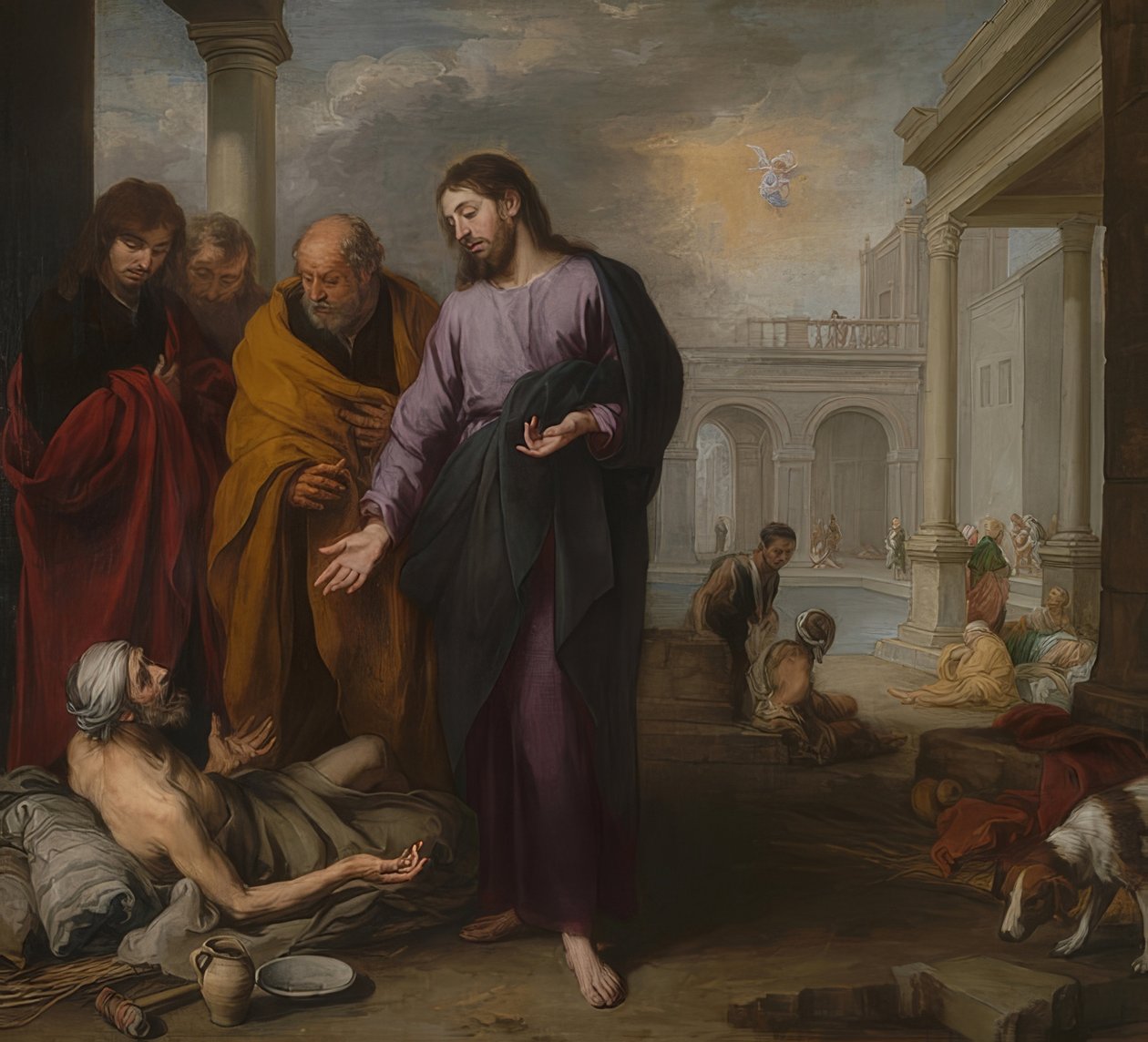 شفاء الرجل المشلول عند بركة بيثيسدا. 1667-70 بواسطة بارتولومي إستيبان موريللو