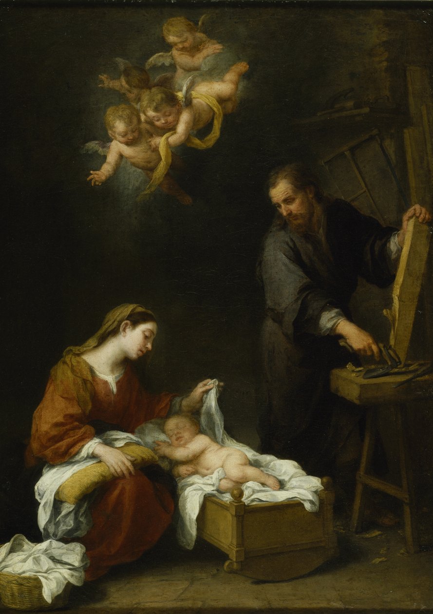 The Holy Family (oil on canvas) بواسطة بارتولومي إستيبان موريللو