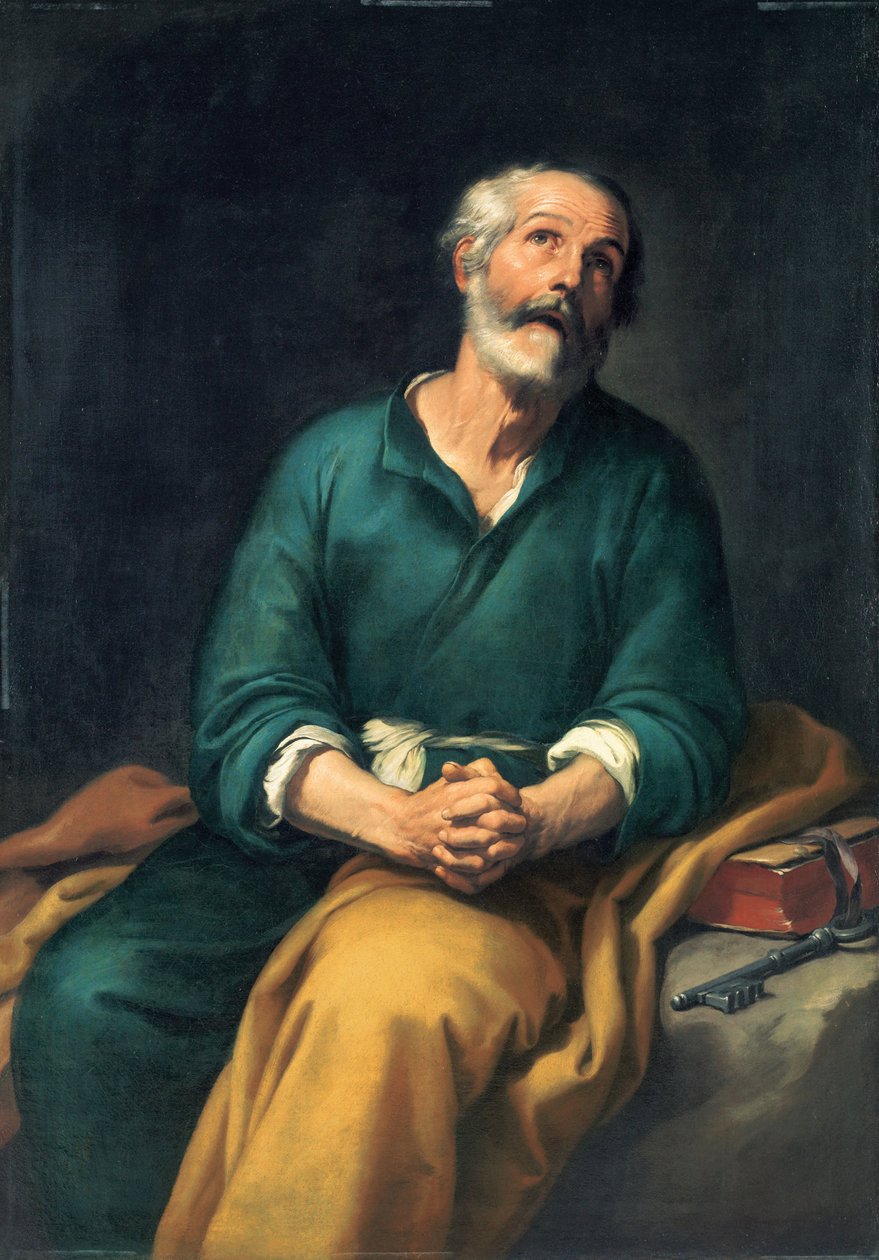 دموع القديس بطرس - رسم بارتولومي إستيبان موريللو (1617-1682) القديس بطرس في دموع زيت على قماش ج. 1655 متحف بلباو للفنون الجميلة 148x104 بواسطة بارتولومي إستيبان موريللو