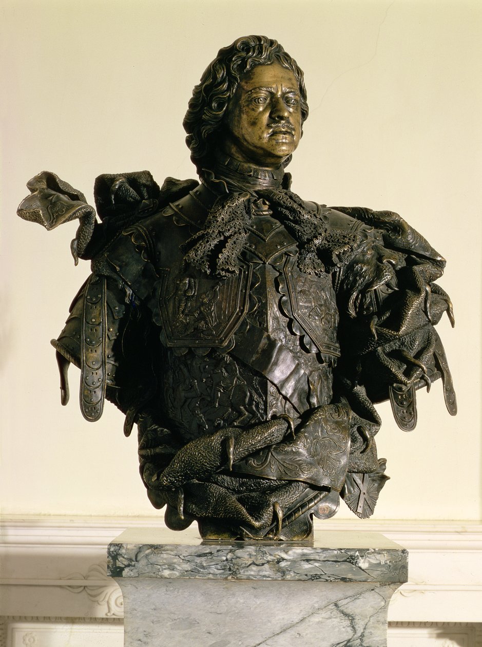 تمثال نصفي لبطرس الأول (1672-1725) ، 1723-29 (برونزية) بواسطة بارتولوميو كارلو ، كونتي راستريلي