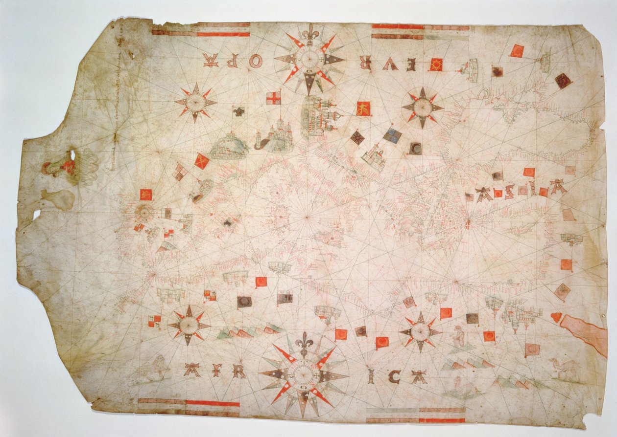 خريطة بحرية مصغرة للبحر الأبيض المتوسط ، 1584 (شهادة جامعية) بواسطة زيتون بارتولوميو