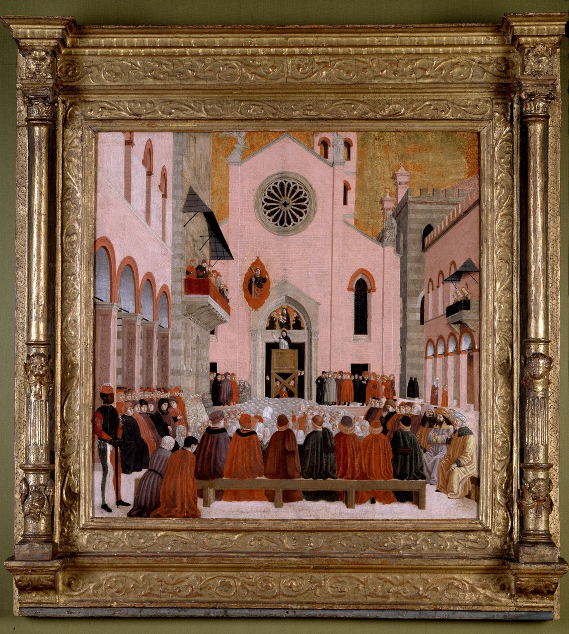 الوعظ القديس فنسنت فيرير أمام كنيسة القديس يوفيميا في فيرونا بواسطة Bartolomeo degli Erri