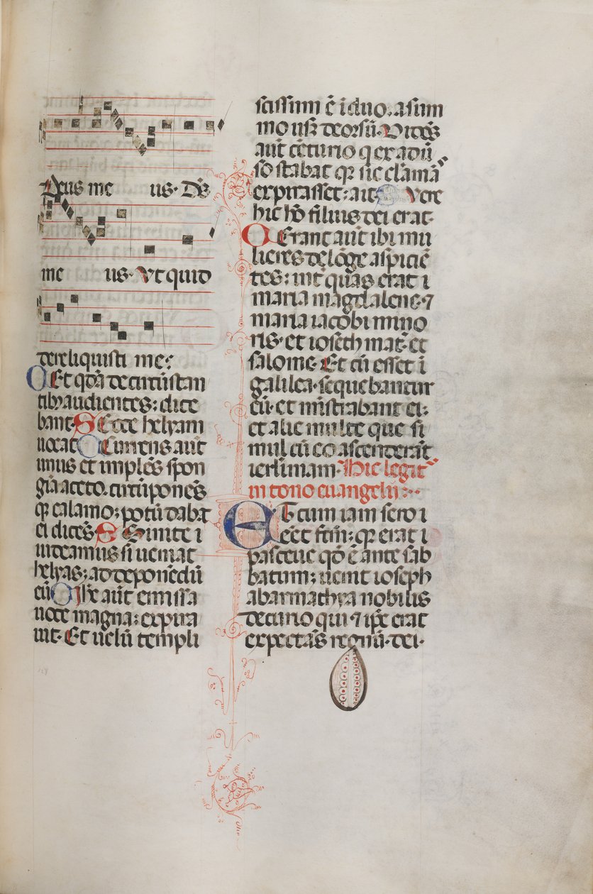 Missale: Fol. 129: يحتوي على موسيقى لـ Hely Hely Lama وما إلى ذلك داخل St. Mattion Passion ، 1469. بواسطة بارتولوميو كابورالي