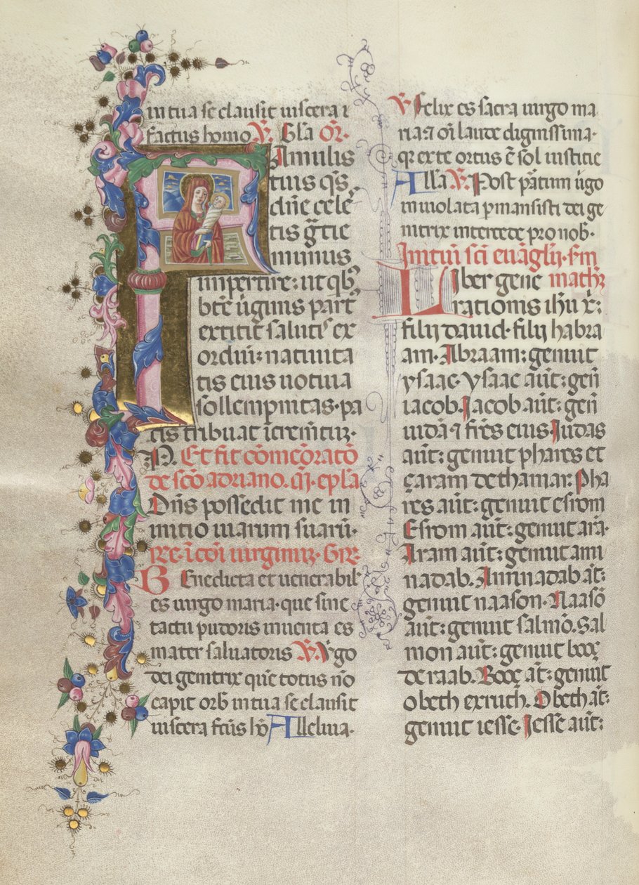 Missale: Fol. 311 ظ: القديسة آن تحمل العذراء الجديدة ، 1469. بواسطة بارتولوميو كابورالي