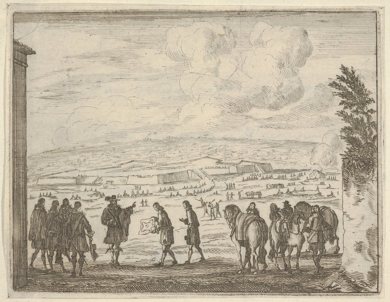 Francesco I d'Este يبني حصون مودينا من أجل أمن شعبه ، من L '... ، 1659. بواسطة بارتولوميو فينيس