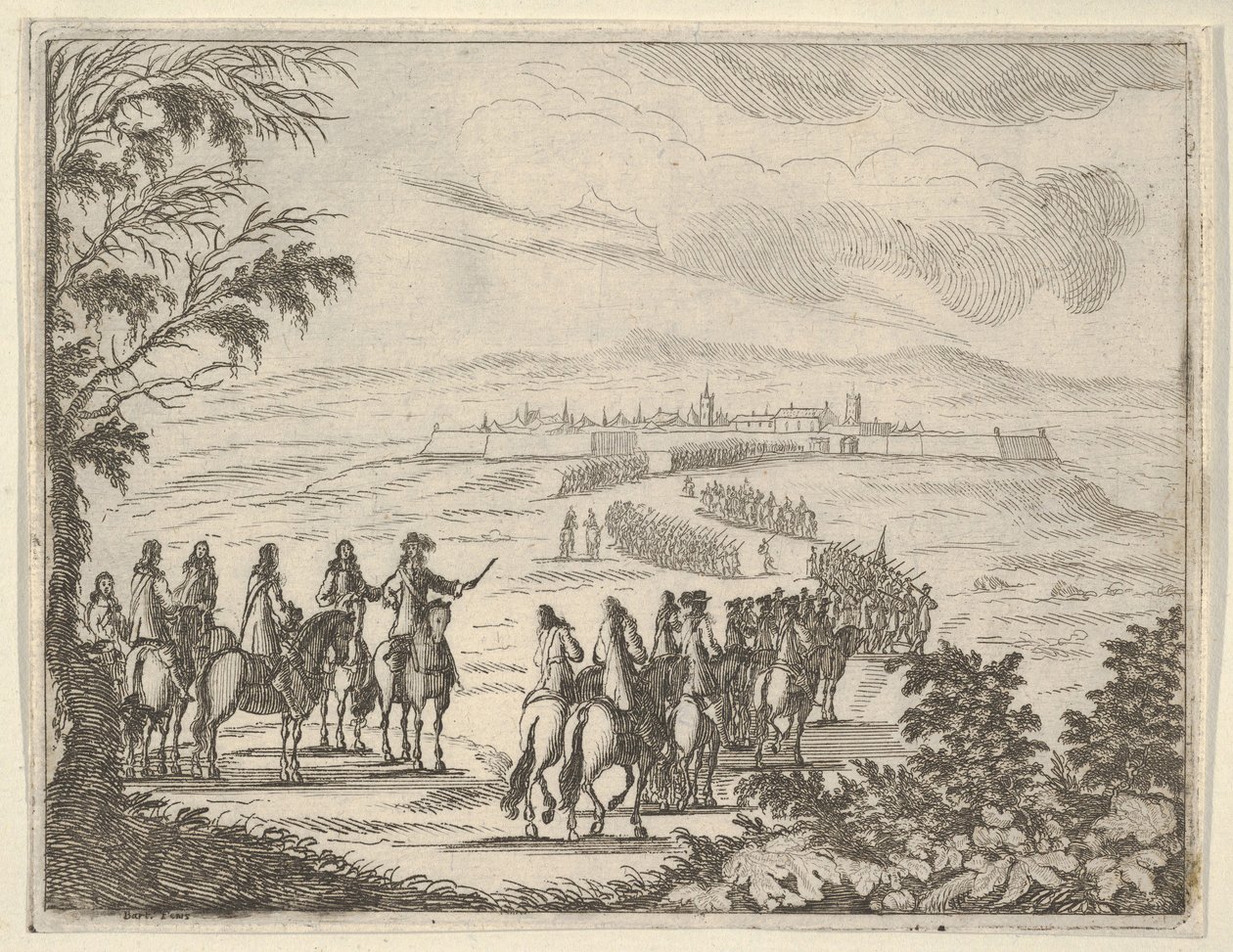 يذهب Francesco I d'Este إلى Pinarola من أجل أمن دوله ، من L'Idea di un Prin ... ، 1659. بواسطة بارتولوميو فينيس