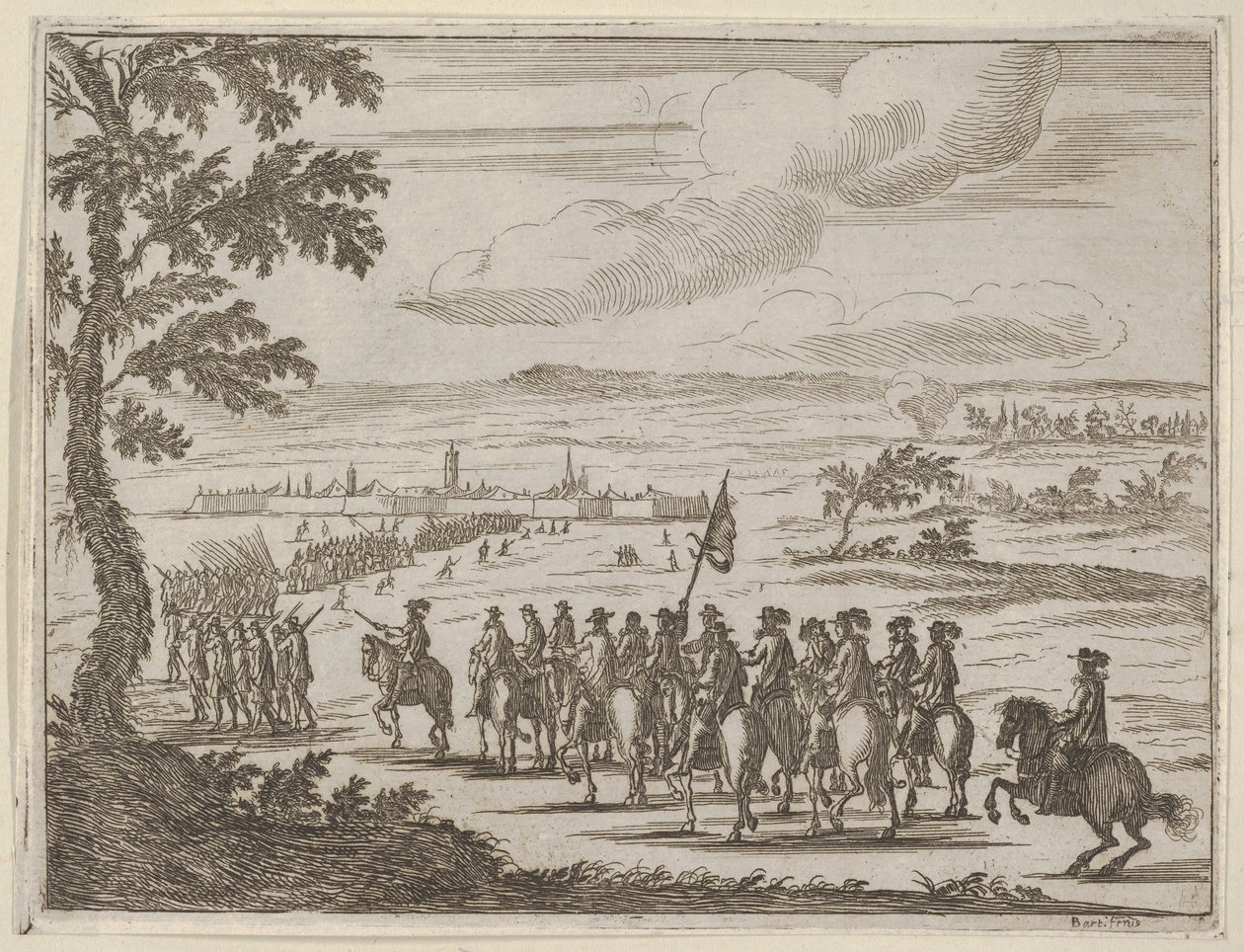 Francesco I d'Este يؤمن القلعة والأرض لحمايتها من القوات الألمانية ، من L ... ، 1659. بواسطة بارتولوميو فينيس