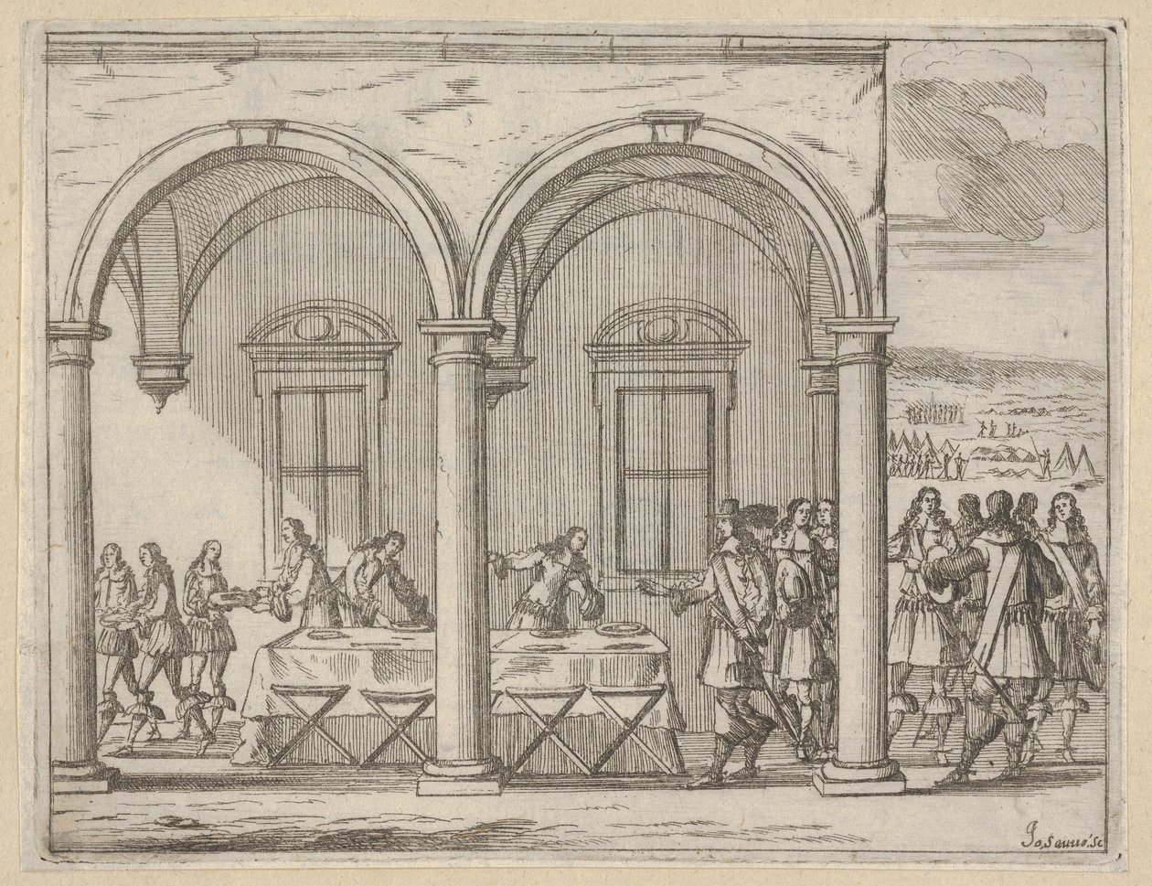 Francesco I d'Este يحافظ على نفسه أثناء حملته الحربية ، من L'Idea di un Principe ... ، 1659 بواسطة بارتولوميو فينيس