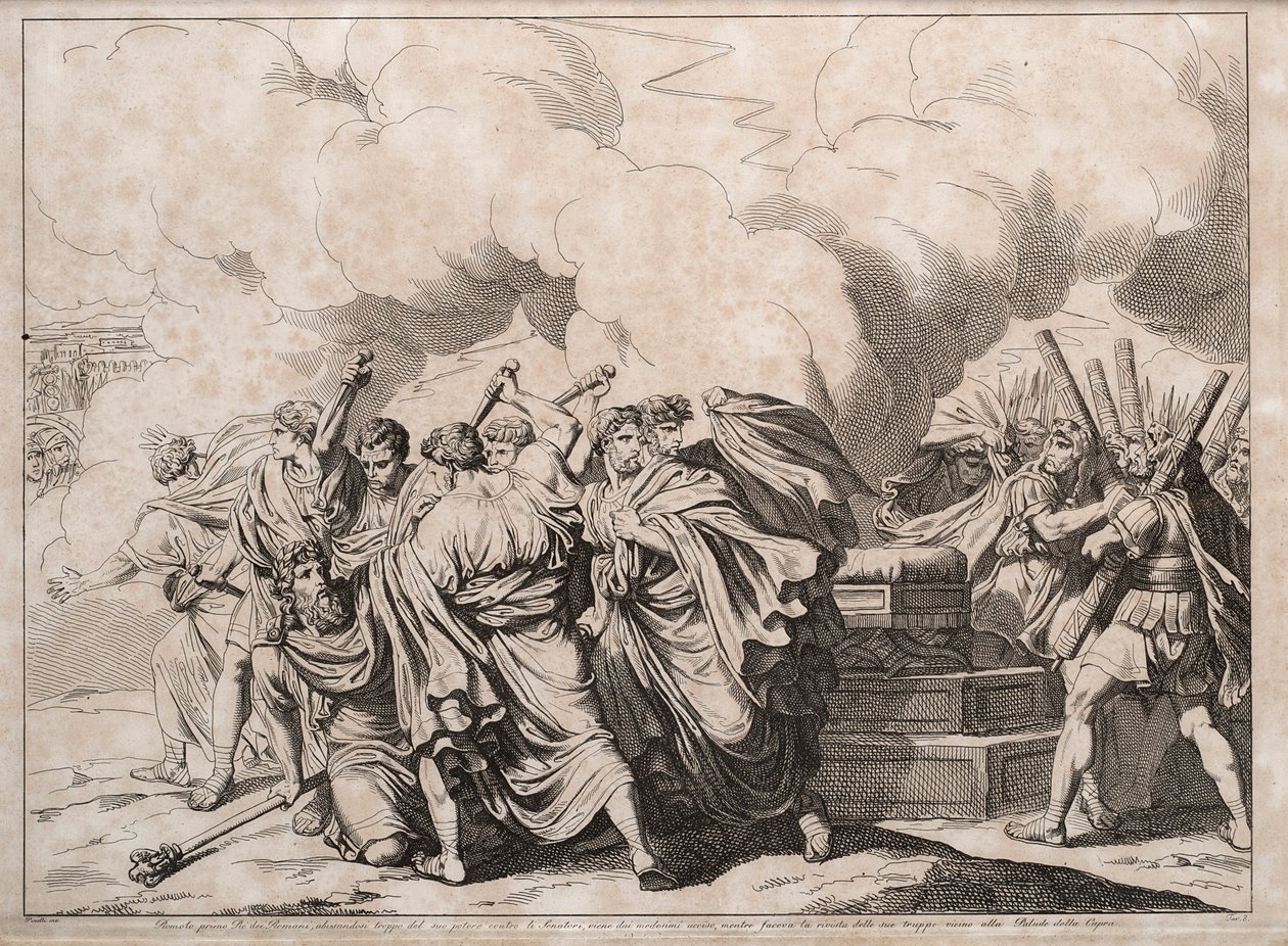 اغتال أعضاء مجلس الشيوخ رومولوس عام 1818. بواسطة بارتولوميو بينيلي