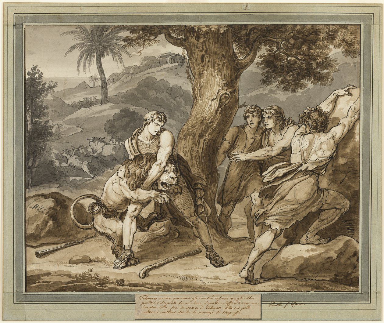Telemachus Battles the Lion ، من مغامرات Telemachus ، الكتاب 2 بواسطة بارتولوميو بينيلي
