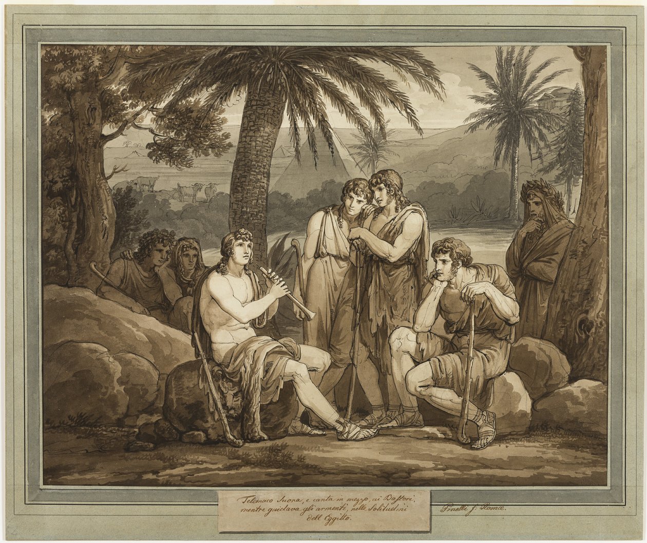 Telemachus يلعب ويغني للرعاة في مصر ، من مغامرات Telemachus ، كتاب 2 بواسطة بارتولوميو بينيلي