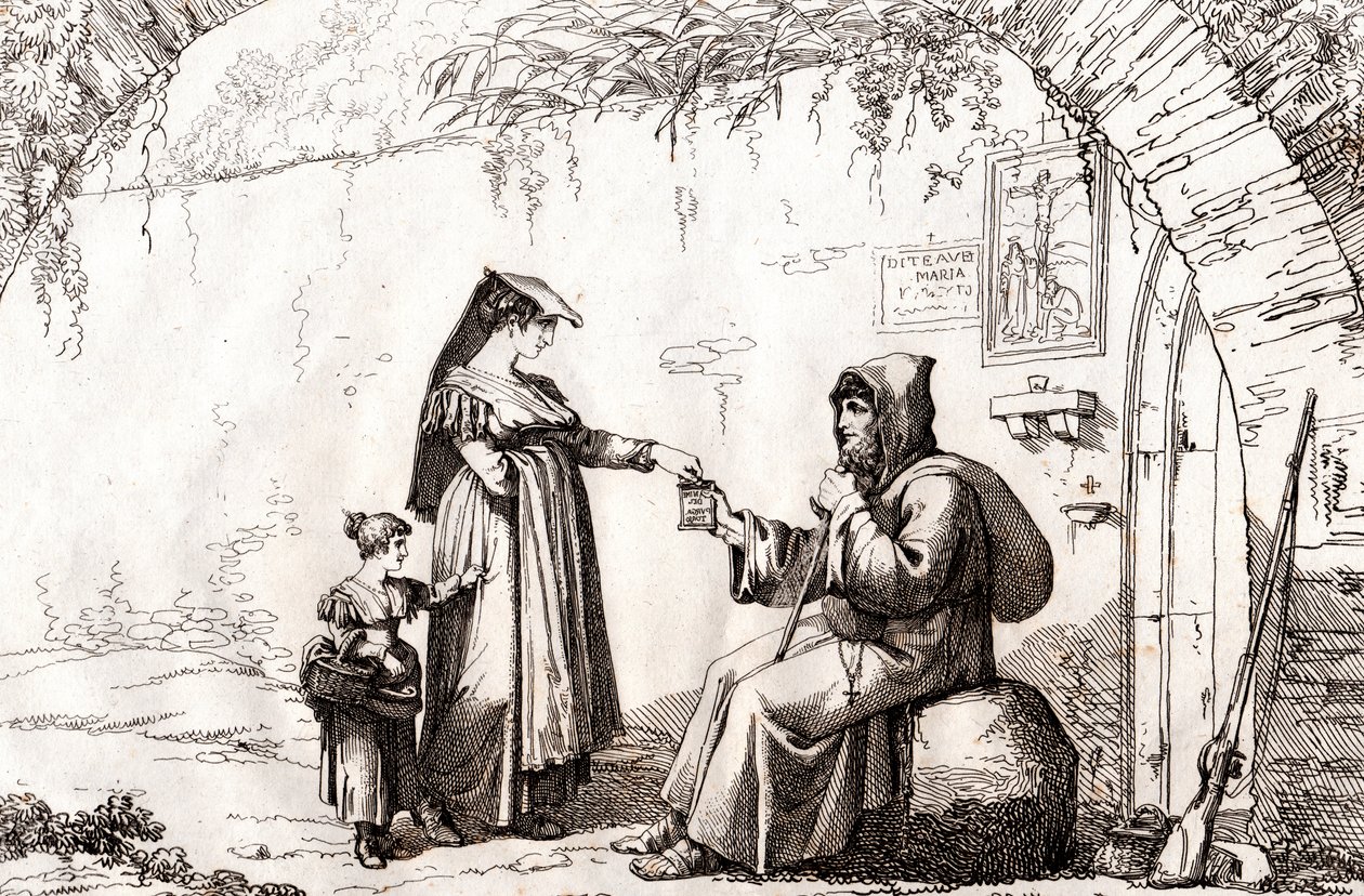 امرأة من فراسكاتي ونسك ، نقش بارتولوميو بينيلي (روما بواسطة بارتولوميو بينيلي