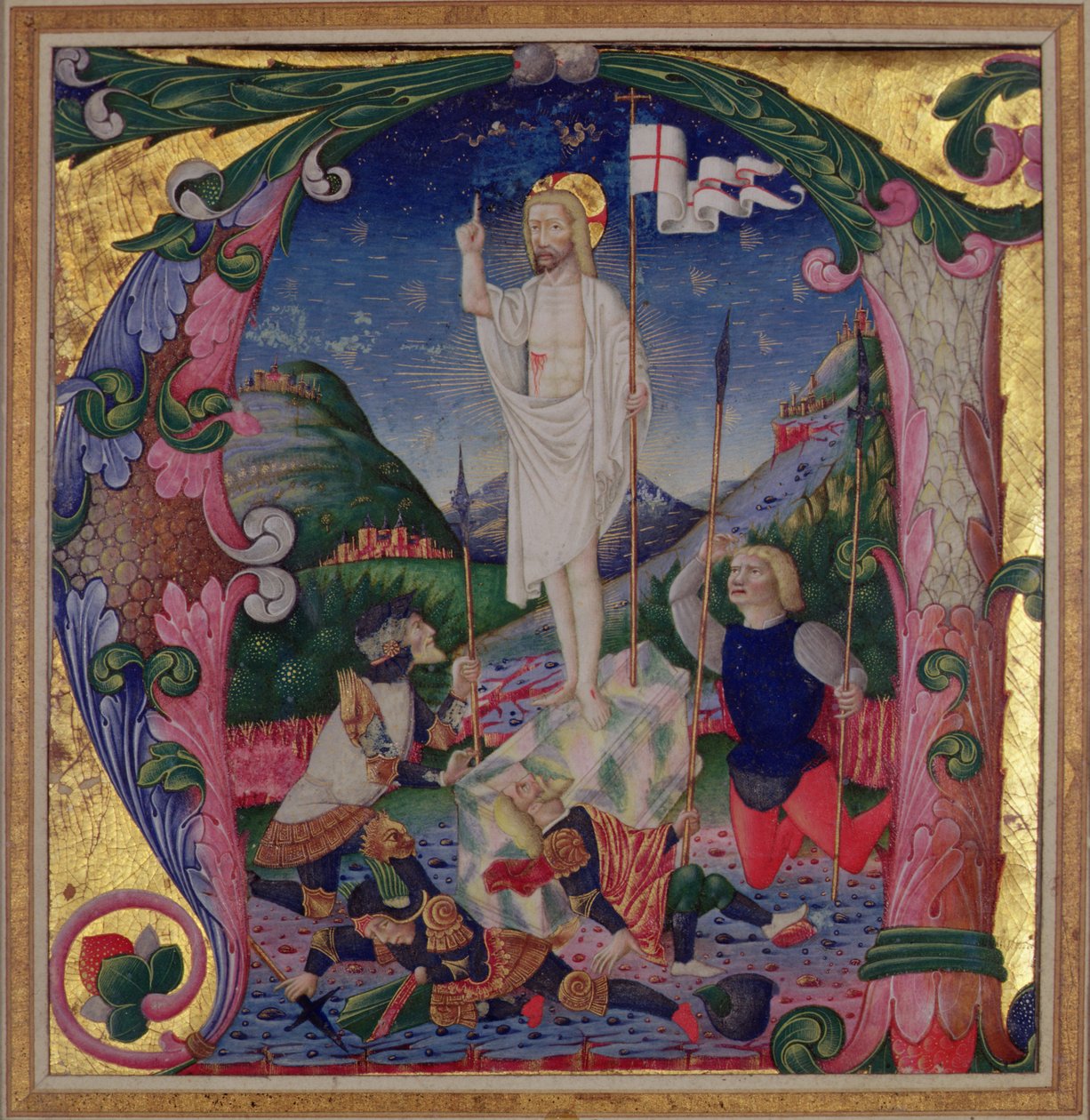 تأريخ أولي تاريخي يصور قيامة المسيح ، مدرسة لومباردي بواسطة Bartolomeo de Rigossi da Gallarate attr. إلى بارتولوميو دي ريجوسي دا جالاراتي attr. ل