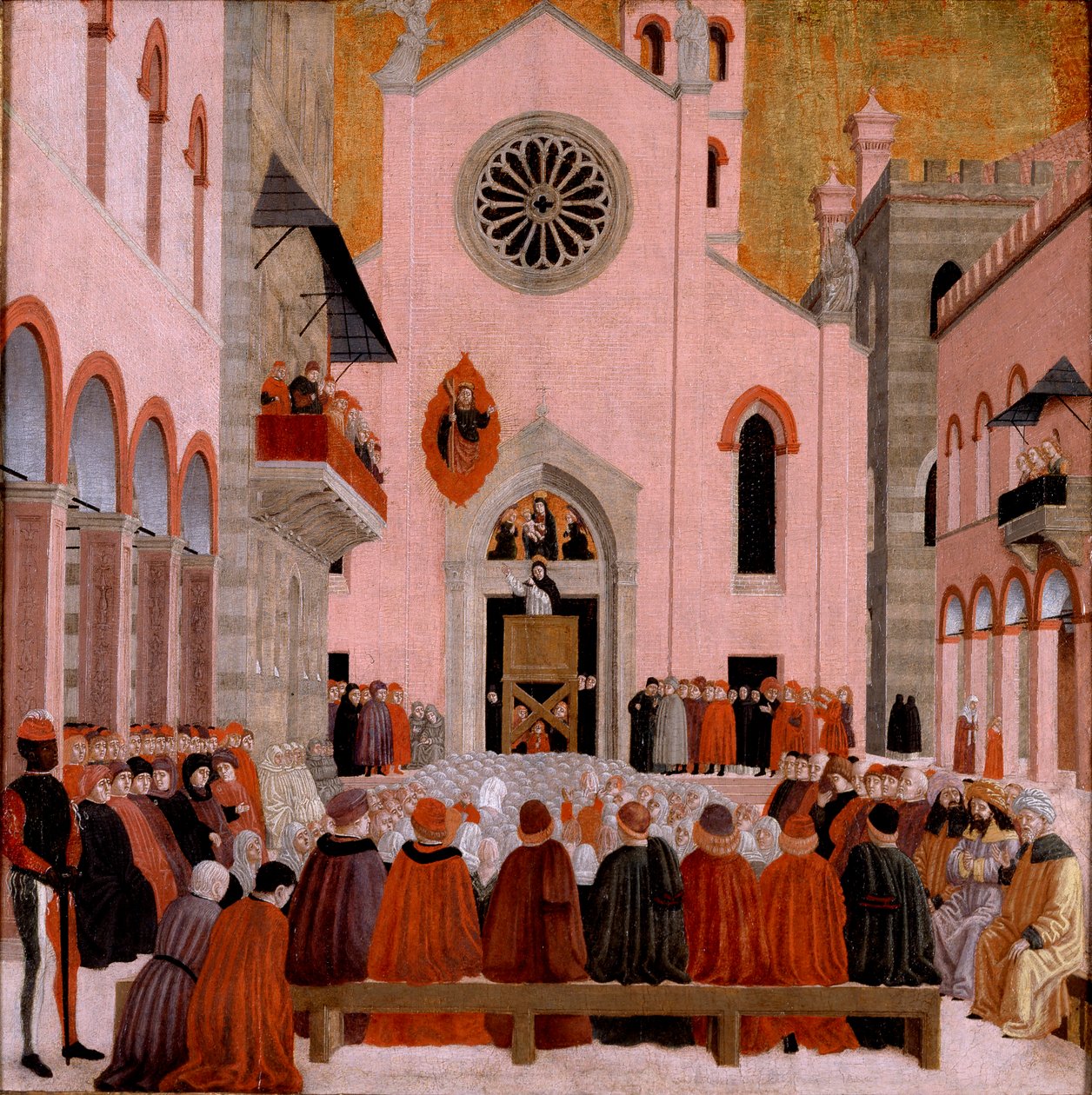القديس فنسنت فيرير يعظ أمام البابا ، 1460-1476 بواسطة Bartolomeo degli Erri