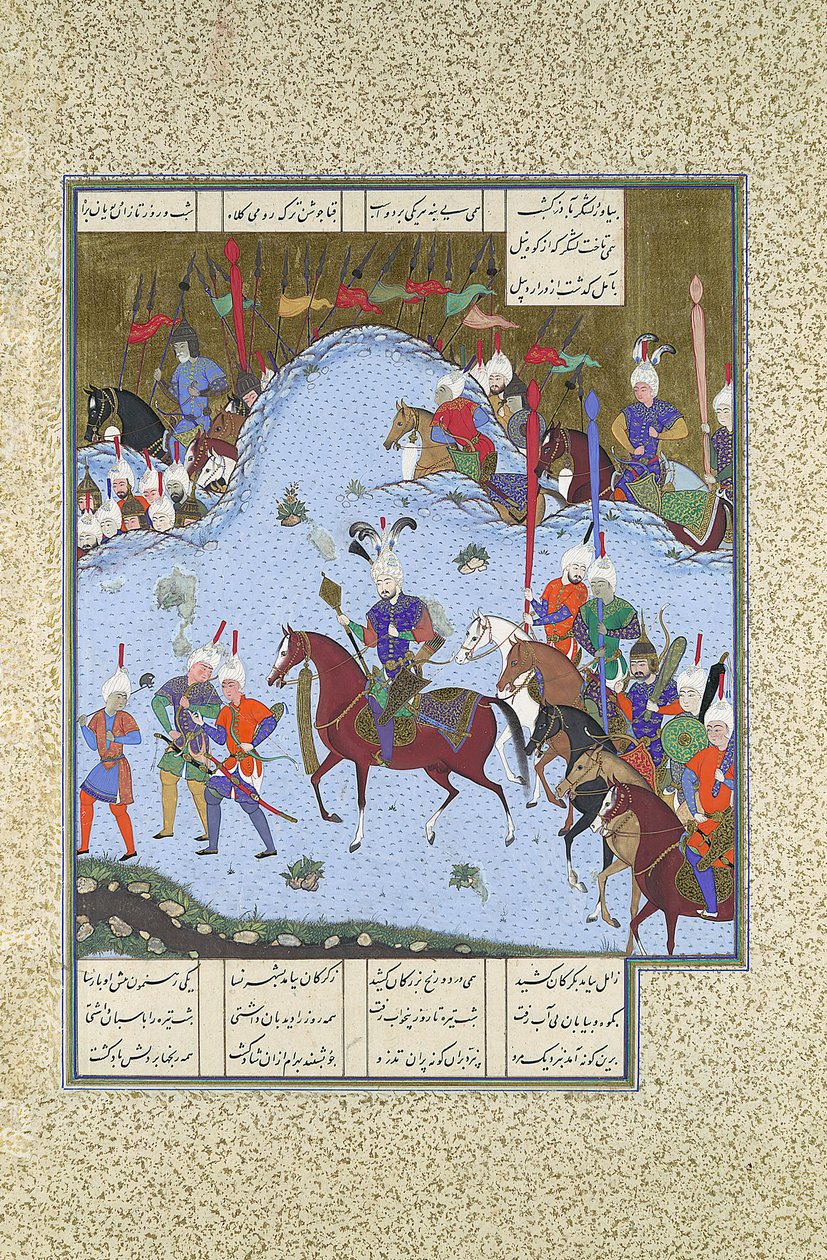 يتقدم بهرام غور بالتخفي ضد خاقان ، ورقة 577v من ... ، كاليفورنيا. 1530 - 35. بواسطة بشدان قارة