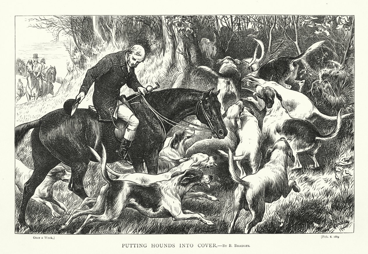 وضع كلاب الصيد في الغطاء (نقش) بواسطة باسل برادلي