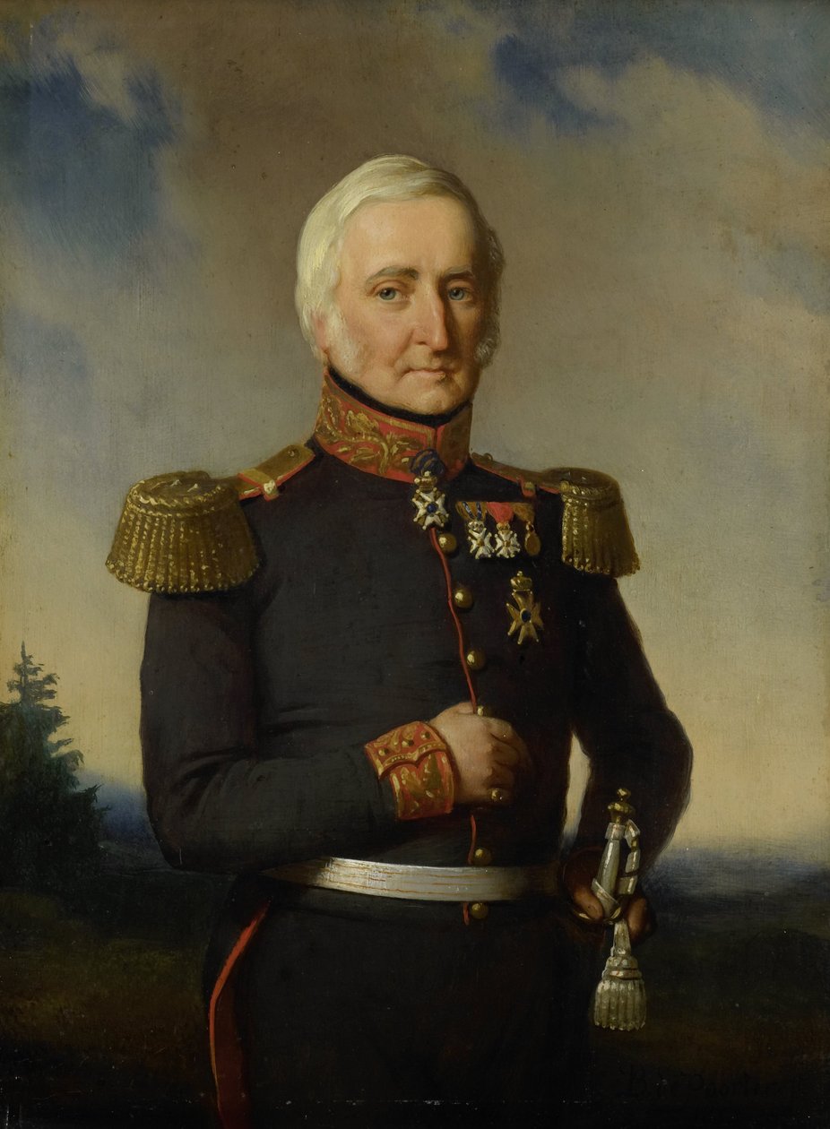 Huibert Gerard Baron Nahuys van Burgst (1782-1858). عضو مجلس جزر الهند الشرقية الهولندية ، بالزي الرسمي للواء اللواء بواسطة باستيان دي بورتر
