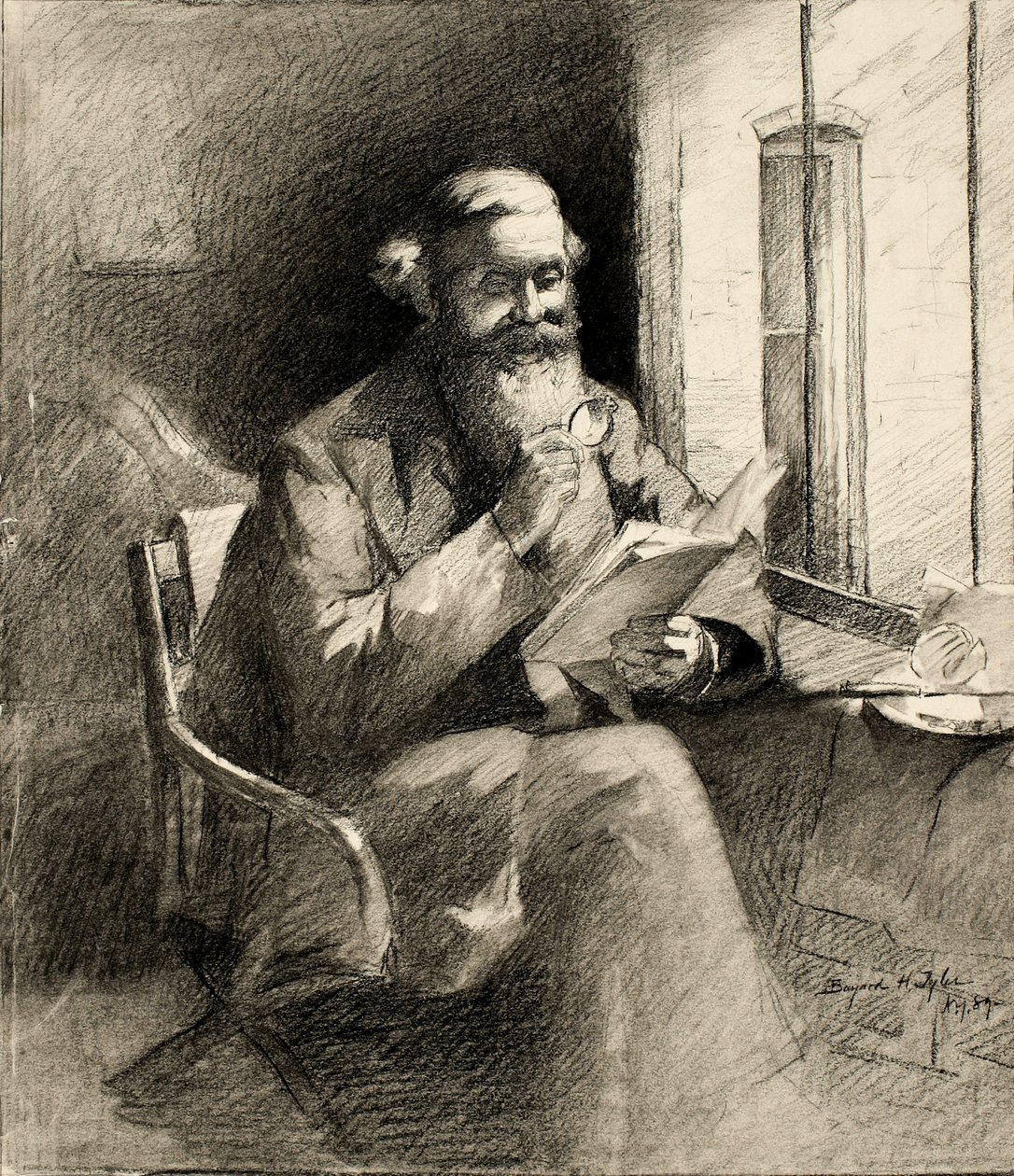 قصة جيدة ، 1889 (فحم على ورق نسج كريمي) بواسطة بايارد هنري تايلر