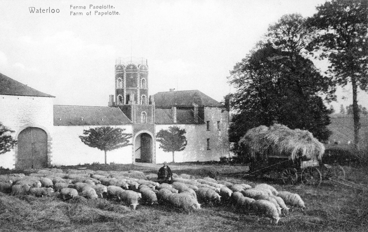 Farm of Papelotte ، موقع استراتيجي مهم لـ Wellington خلال معركة Waterloo ، بطاقة بريدية تذكارية ، c.1912 (فوتوليثو) بواسطة مصور بلجيكي