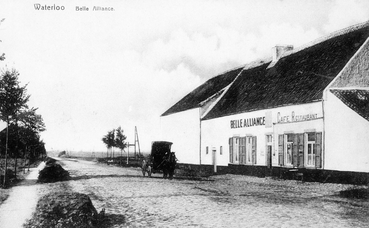 The Belle Alliance Inn ، مقر نابليون خلال معركة واترلو ، بطاقة بريدية تذكارية ، c.1912 (فوتوليثو) بواسطة مصور بلجيكي