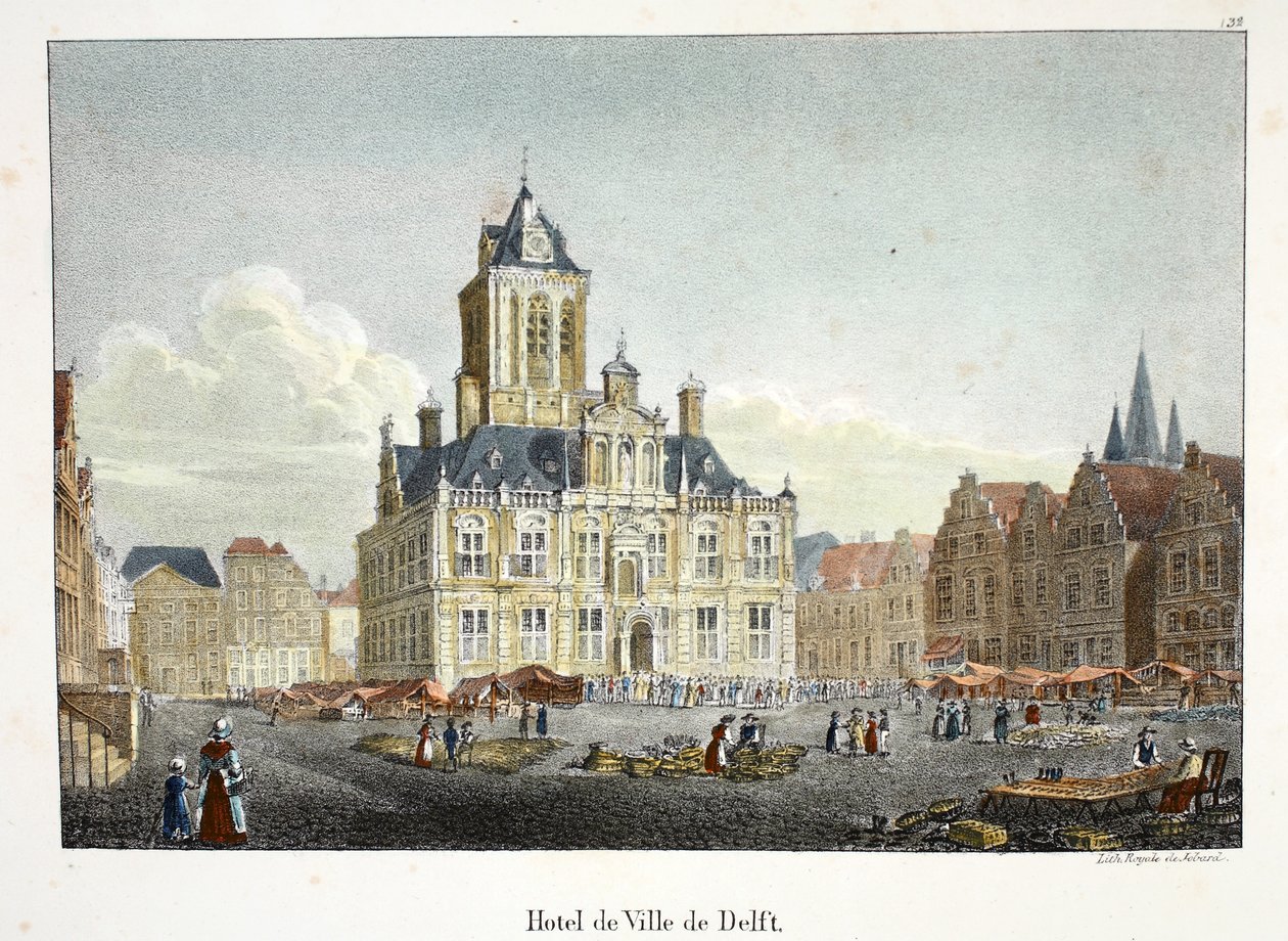 Hotel de Ville de Delft ، ج .1895 (photochrom) بواسطة المدرسة البلجيكية