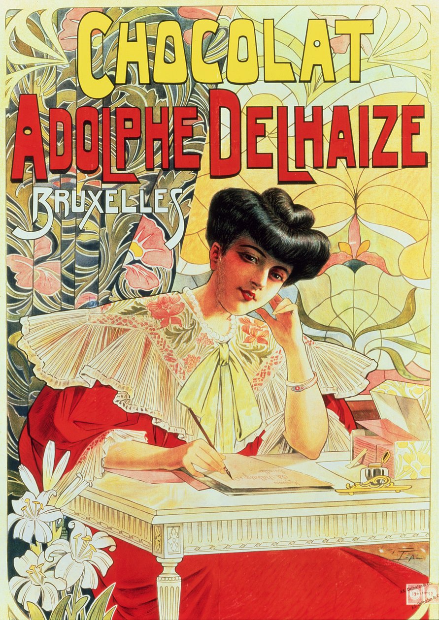إعلانات الملصقات Adolphe Delhaize Chocolate ، c.1900 بواسطة المدرسة البلجيكية
