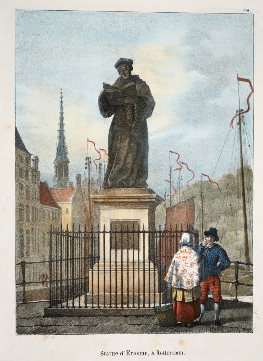 Statue dErasme، a Rotterdam، c.1895 (photochrom) بواسطة المدرسة البلجيكية