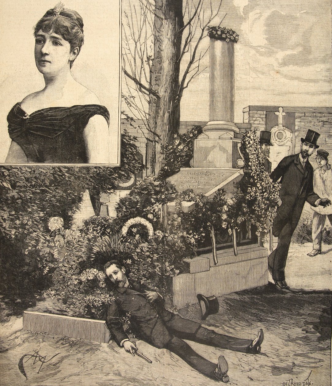 انتحار الجنرال بولانجر ، من "لو بيتي باريزيان" ، 11 أكتوبر 1891 بواسطة Beltrand و Clair Guyot ، E. Dete