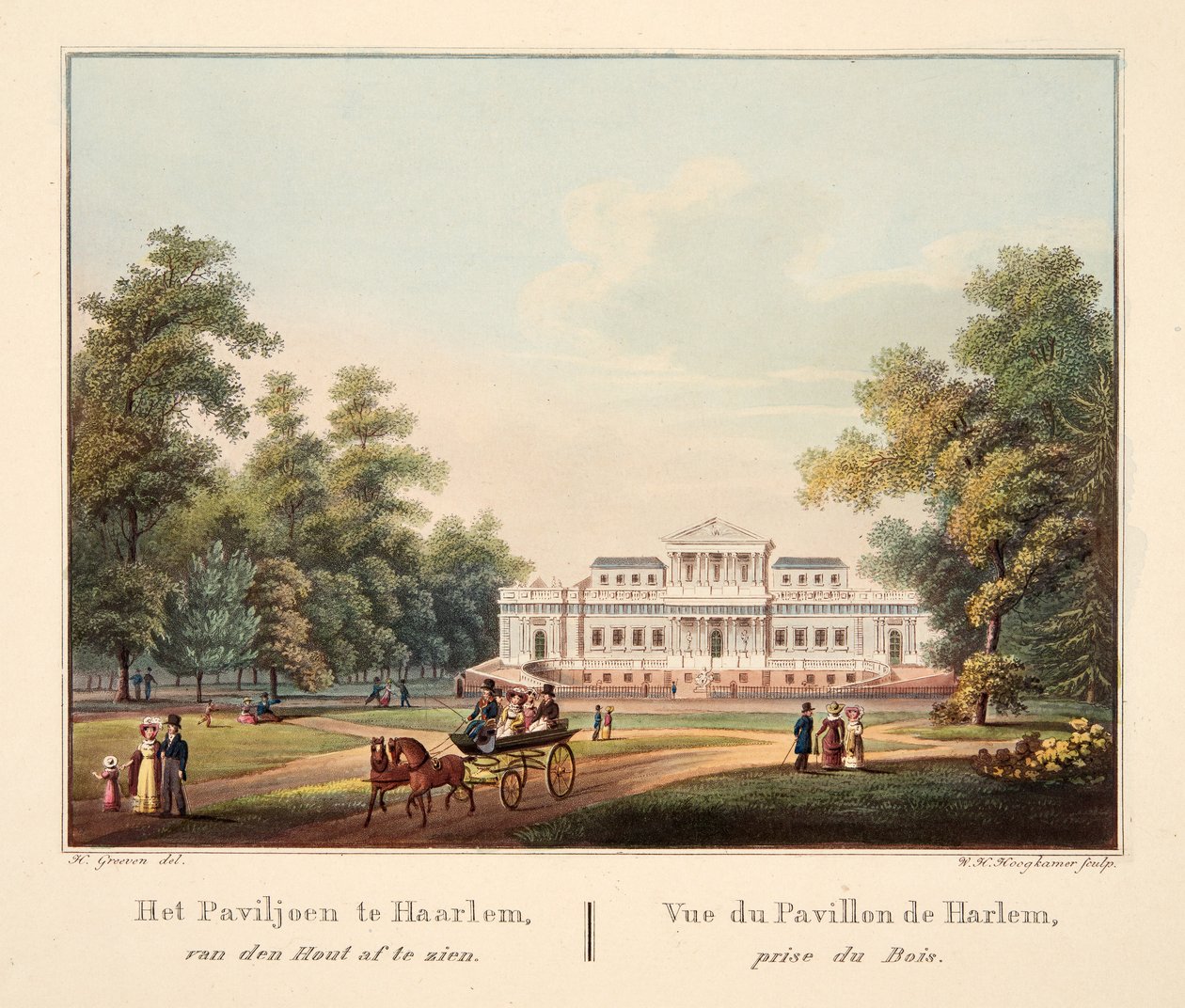 سيتم التخلي عن الجناح في Jaarlem ، فان دن هوت. Vue du Pavillon de Harlem ، جائزة du Bois ، 1825 (النقش اليدوي) بواسطة بيندريك غريفين