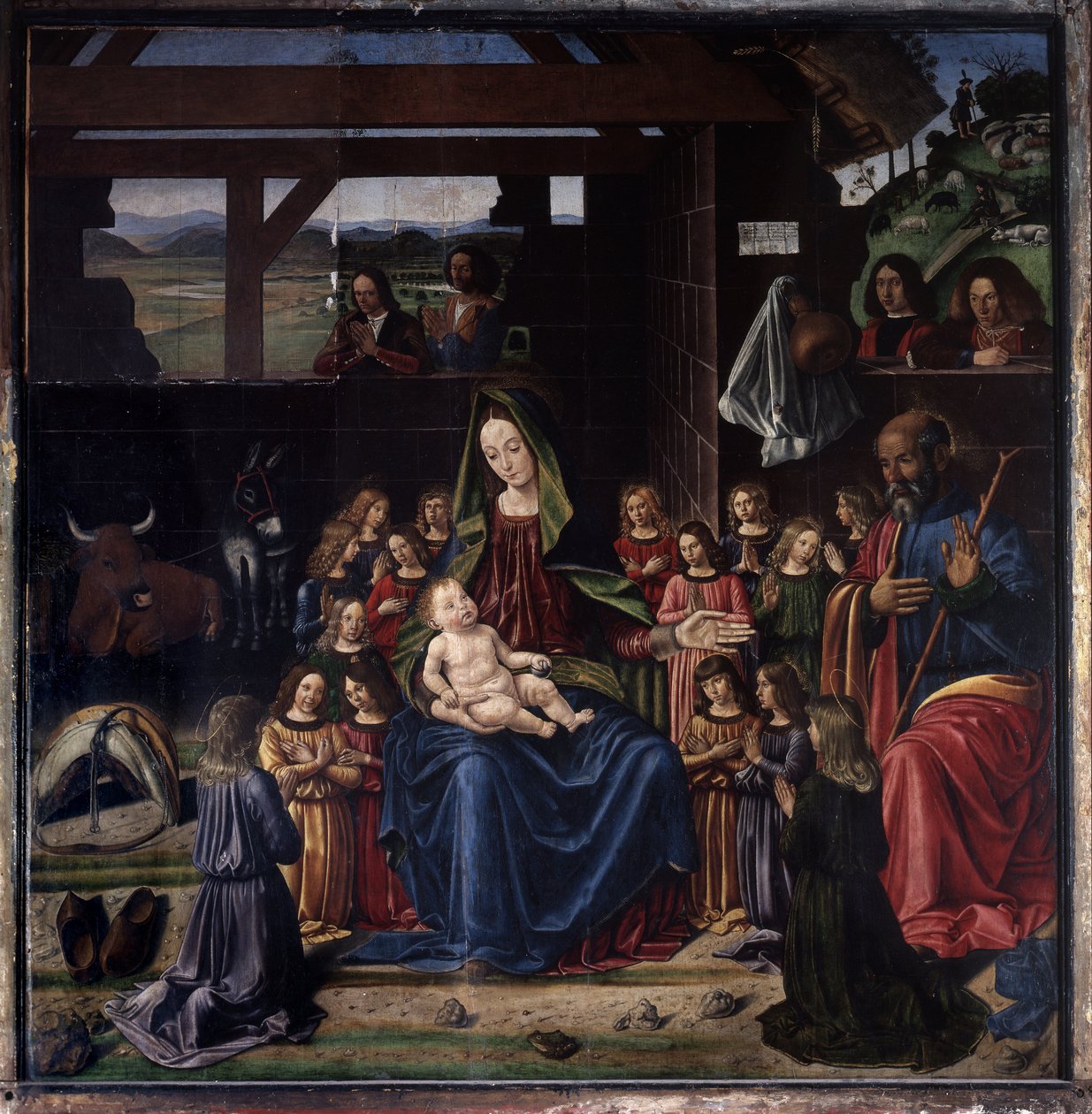 ميلاد السيد المسيح. لوحة لبينديتو غيرلاندايو (1458-1497). زيت على خشب. خافت: 147x144 سم. كنيسة ايجيبرس بواسطة بينيديتو غيرلاندايو