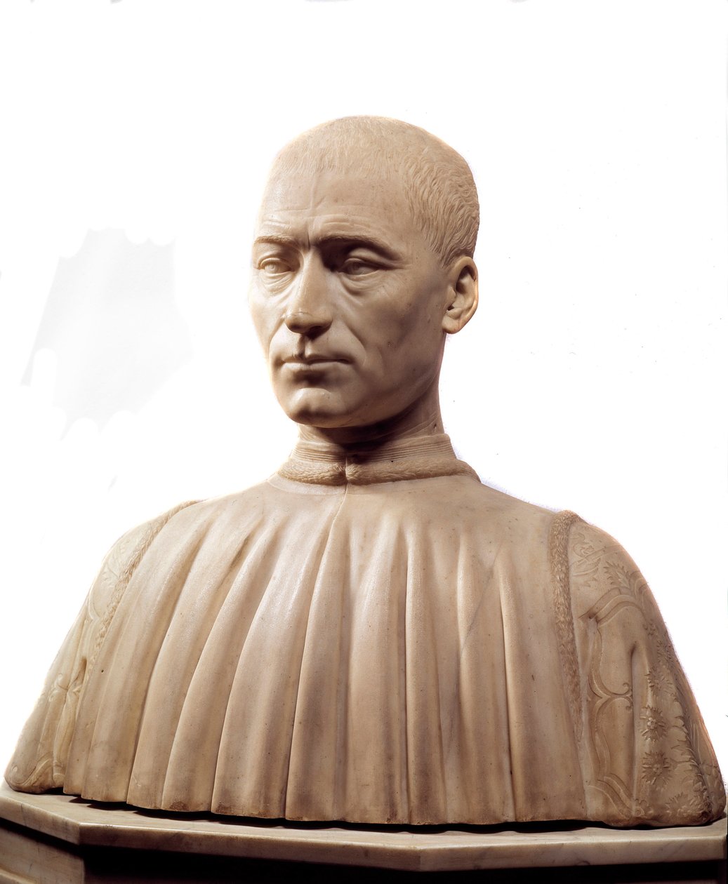 Bust of Philippe Strozzi (or Filippo) (1489-1538), Italian condottiere and politician. Marble sculpture by Benedetto da Maiano (1442-1497) 15th century Paris, Louvre Museum. بواسطة Benedetto da Maiano