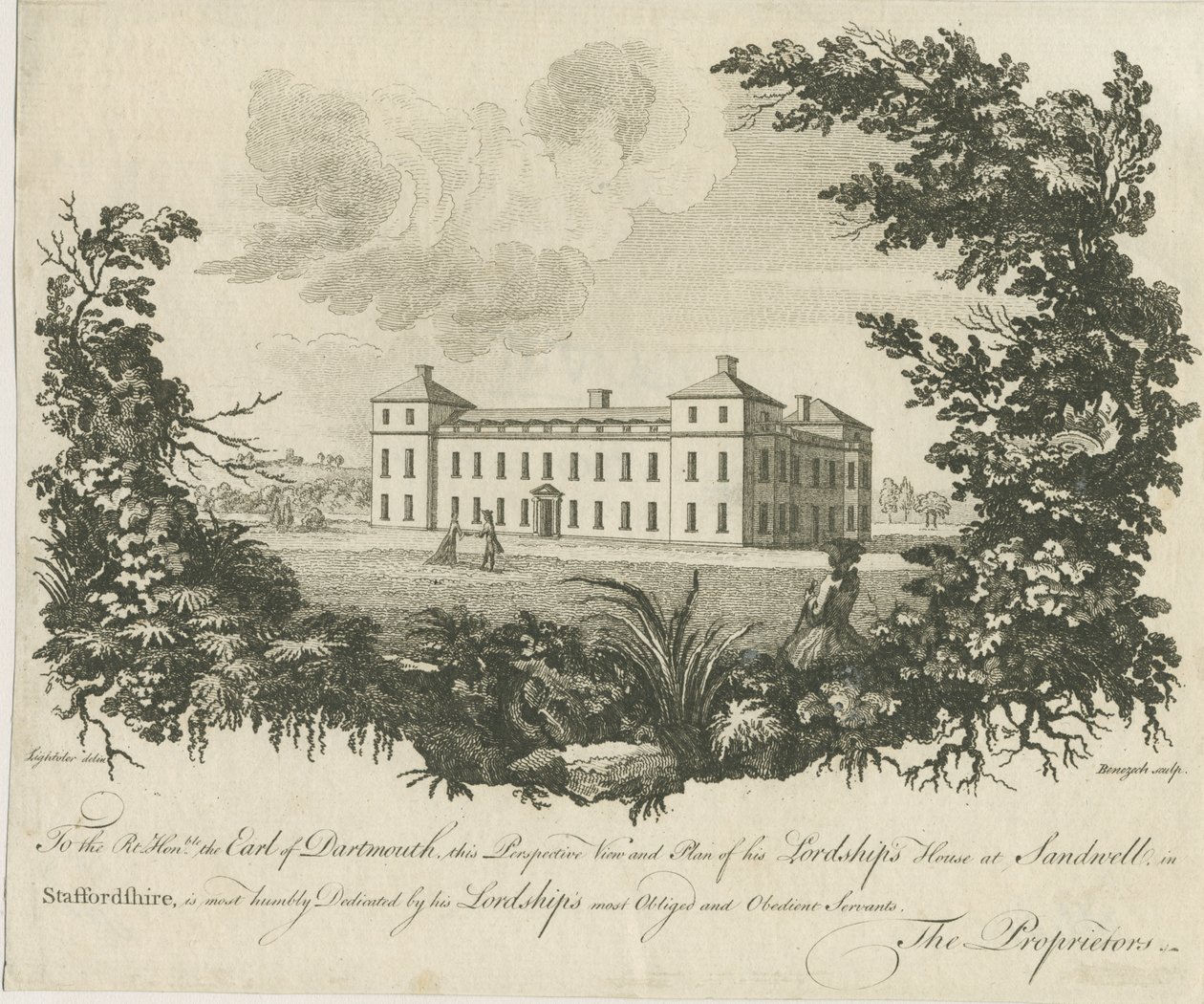 Sandwell Park - Hall: نقش على لوح نحاسي ، بدون تاريخ [عام 1770] بواسطة بينيزك