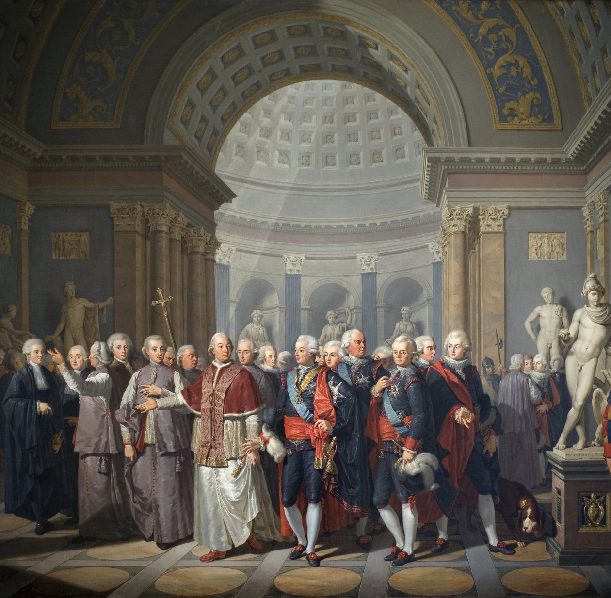 غوستاف الثالث ملك السويد (1746-1792) مع البابا بيوس السادس (جيانانجيل ، كونت براشي بواسطة Benigne Gagneraux