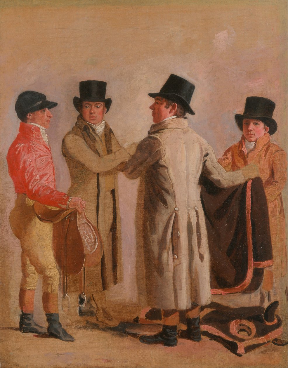 The Jockey Frank Buckle ، ومالك المربي John Wastell ، ومدربه Robert Robson ، و Stable-lad بواسطة بنيامين مارشال