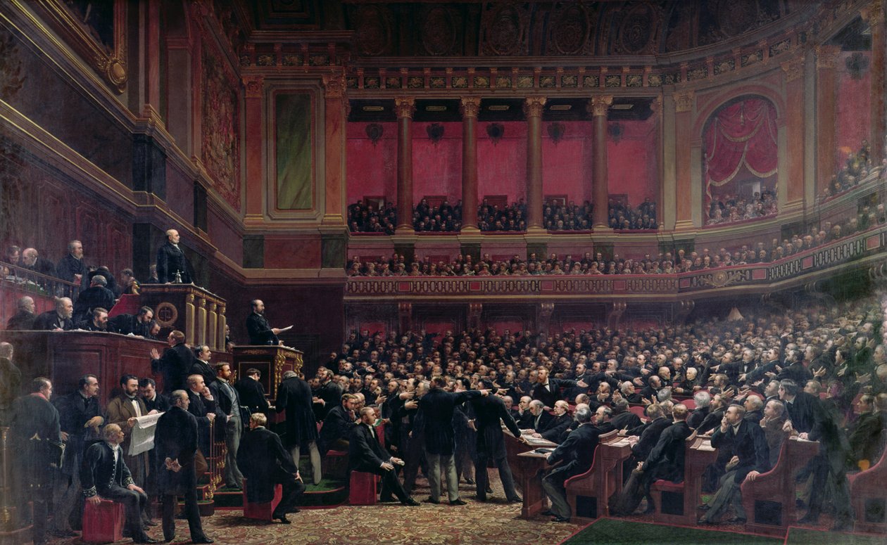 لويس أدولف ثيرز (1797-1877) أشاد به النواب خلال اجتماع ، 16 يونيو 1877 ، c.1878 بواسطة بنيامين أولمان