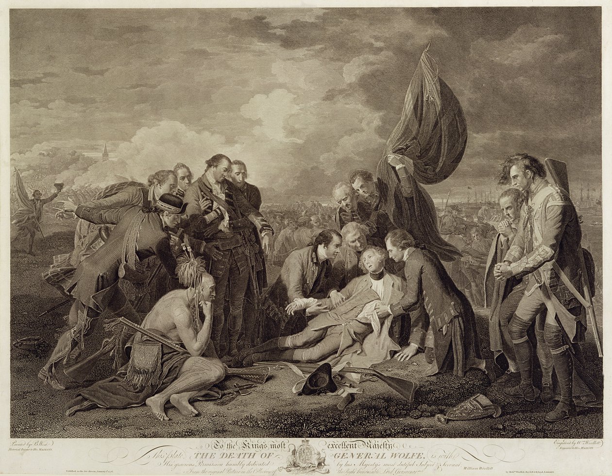 وفاة الجنرال وولف (1727-59) ، نقشها ويليام وولت (1735-1785) ج. بواسطة بنيامين ويست