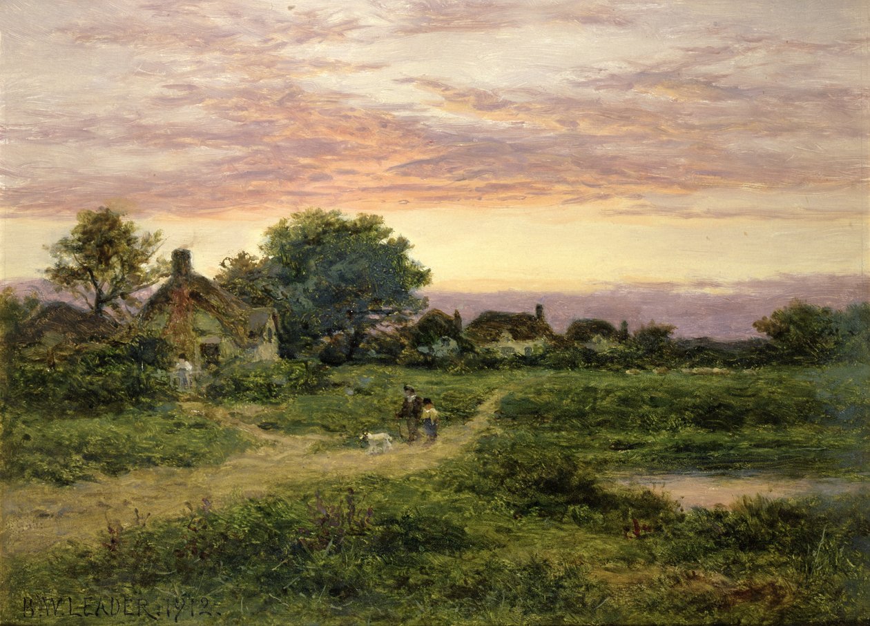 Worcestershire Cottages، 1912 (زيت) بواسطة بنيامين ويليامز ليدر